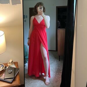 NWT Forever21 Breezy Wrap Dress, Open Back, High Slit